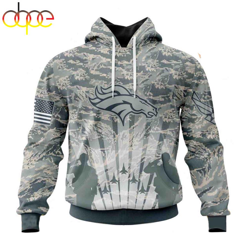 Custom Name And Number NFL Denver Broncos Honor US Air Force Veterans 3D Hoodie Shirt