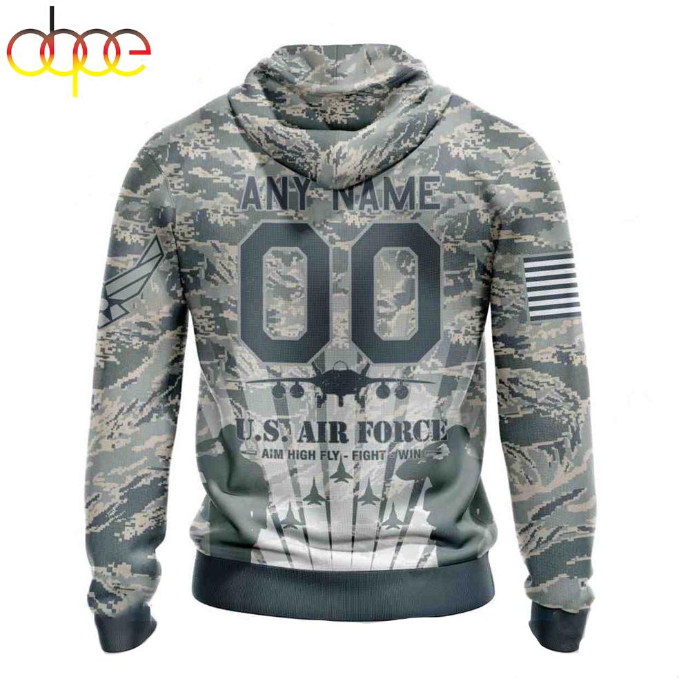 Custom Name And Number NFL Miami Dolphins Honor US Air Force Veterans 3D Hoodie Shirt