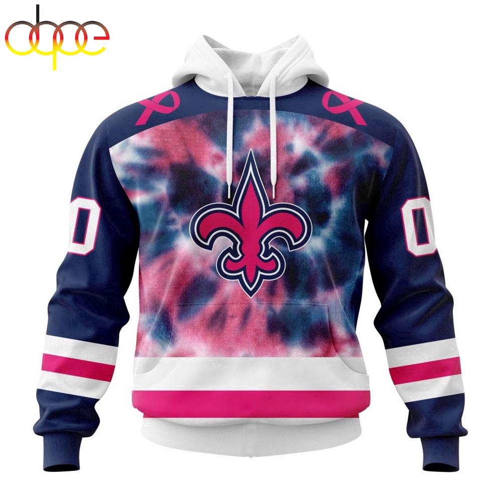 Custom Name And Number NFL New Orleans Saints Pink Fight Breast Cancer Hoodie