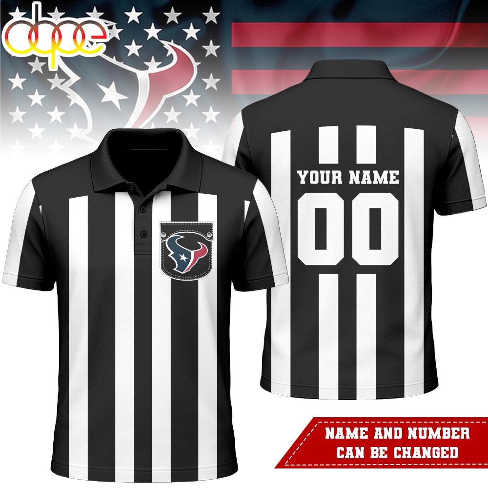 Custom Name Number Houston Texans NFL Referees 3D Polo Shirt