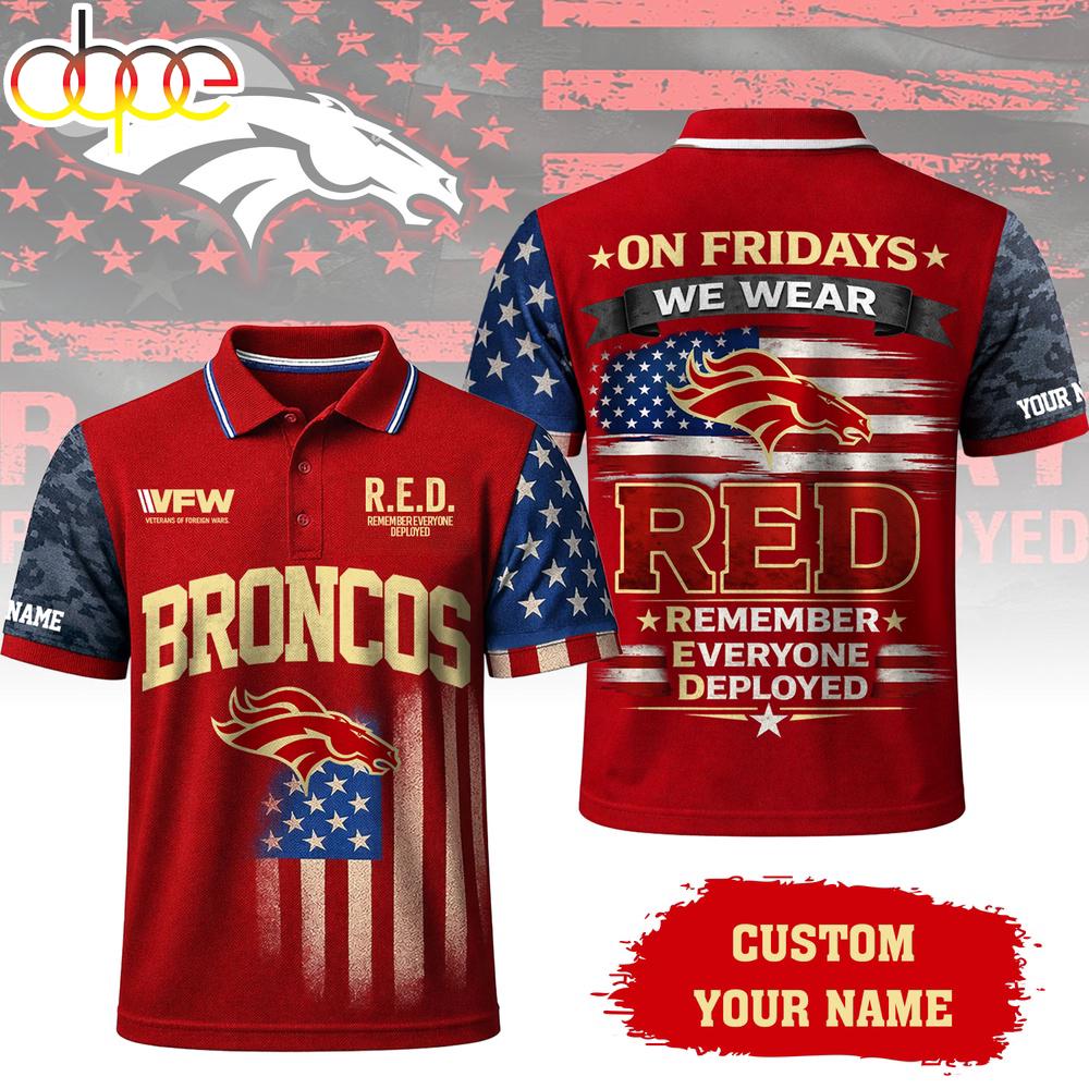 Custom Name  Denver Broncos NFL Red Friday Polo Shirt For Fans