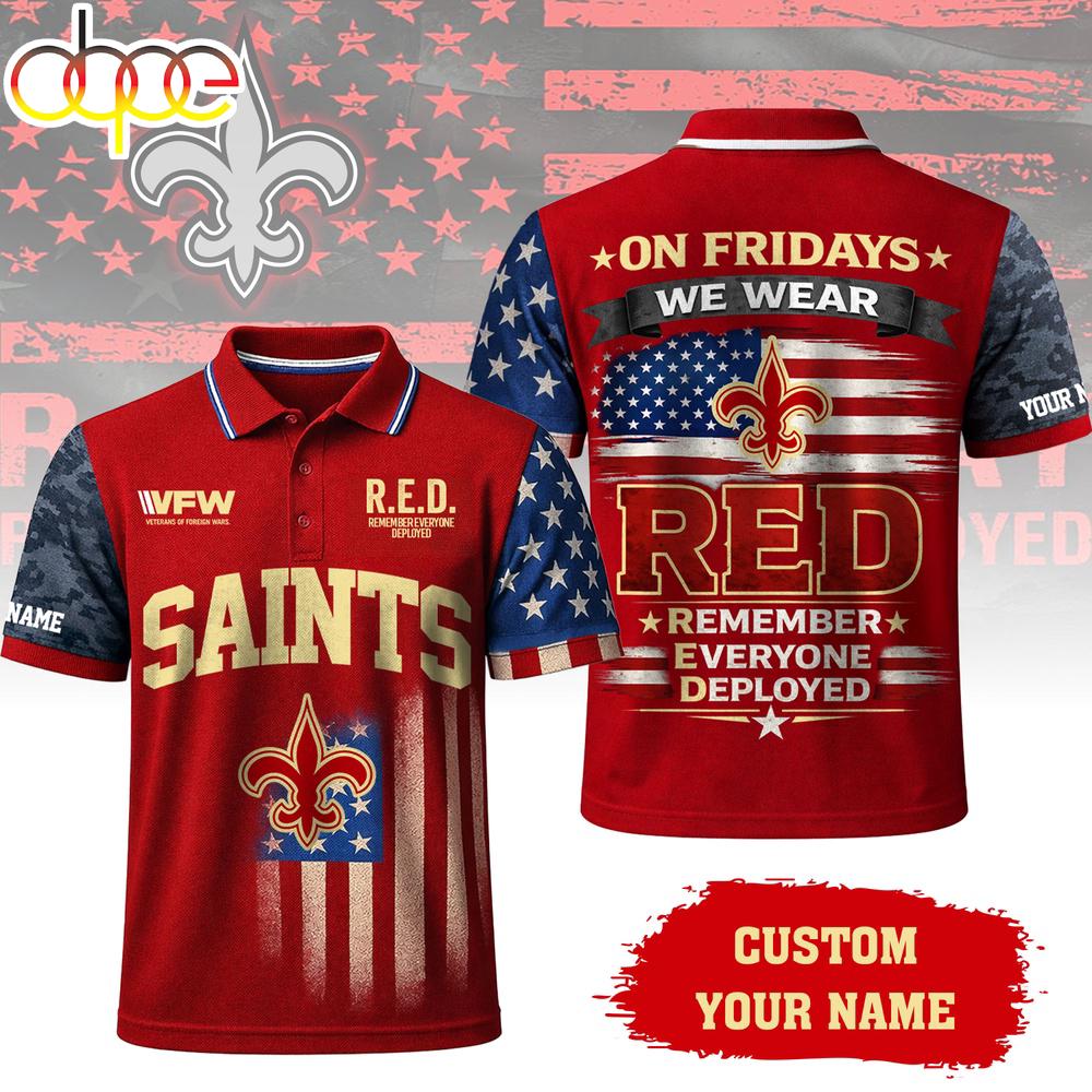 Custom Name  New Orleans Saints NFL Red Friday Polo Shirt For Fans
